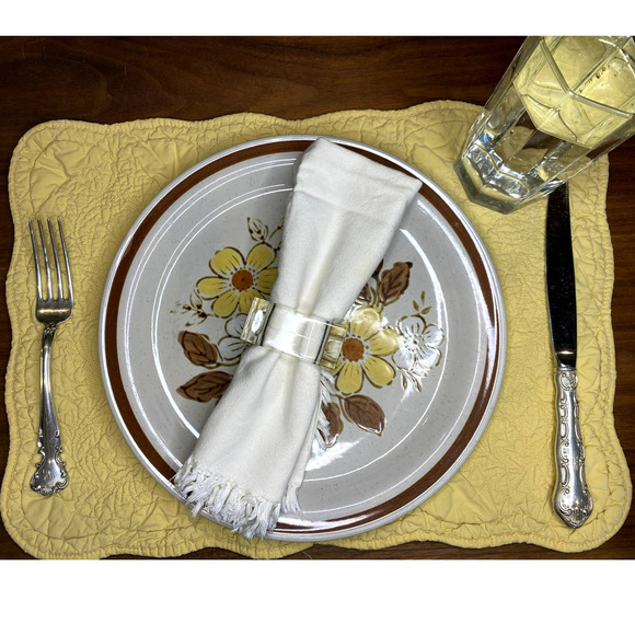 VTG Autumn Collection Stoneware Wheat Flower Set of 4 Dinner Plates 10.5" Japan - Picture 6 of 7